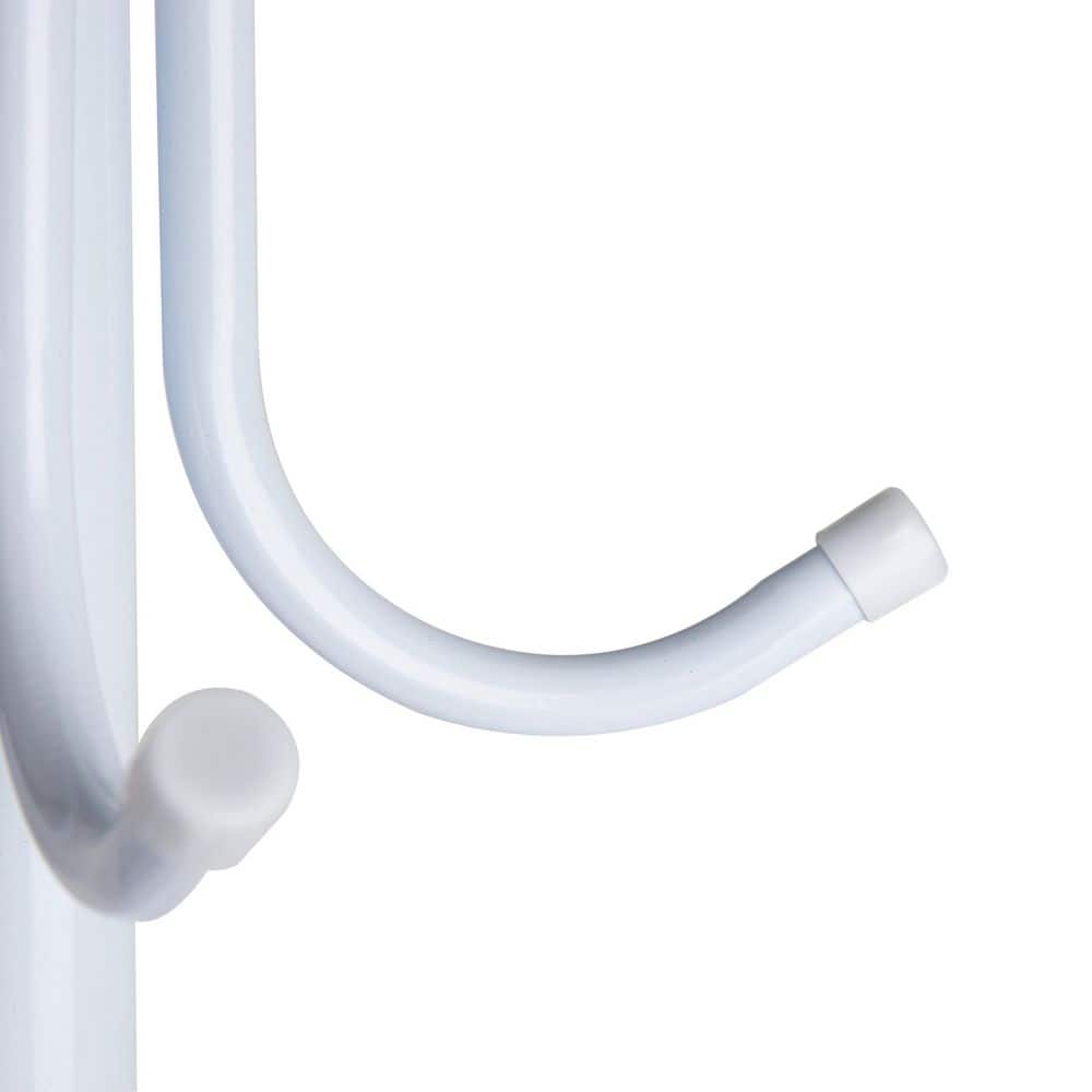 White Metal Floor-Standing Coat Rack with Umbrella Stand