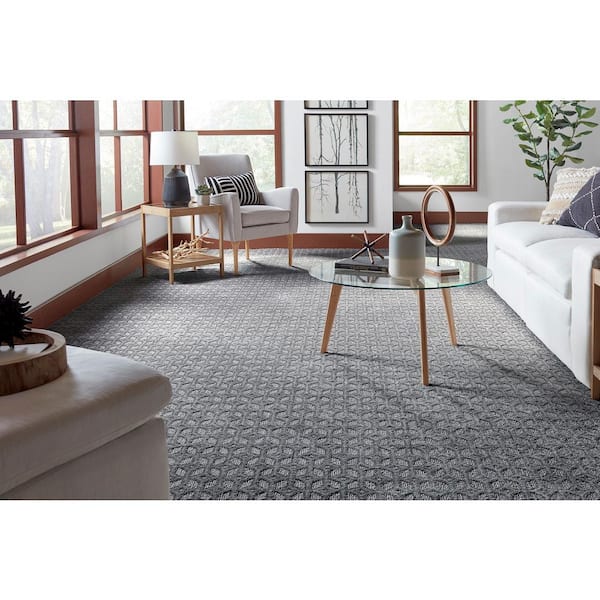Allshore Deep Sea Blue 37 oz. Polyester Patterned Installed Carpet