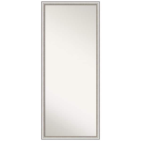 Amanti Art Non-Beveled Salon Silver Narrow 26.5 in. W x 62.5 in. H Decorative Floor Leaner Mirror
