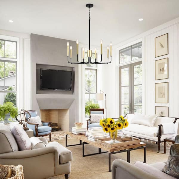 LWYTJO Roxanne 8 Light Black/Gold Dimmable Classic Traditional
