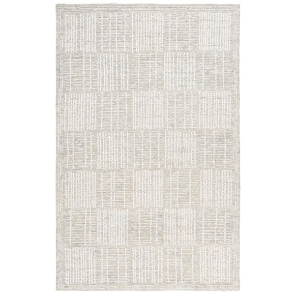 SAFAVIEH Abstract Gray/Ivory 4 ft. x 6 ft. Checkered Unitone Area Rug