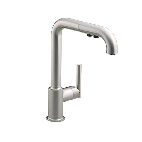 KOHLER Purist Single-Handle Pull-Out Sprayer Kitchen Faucet In Vibrant Stainless