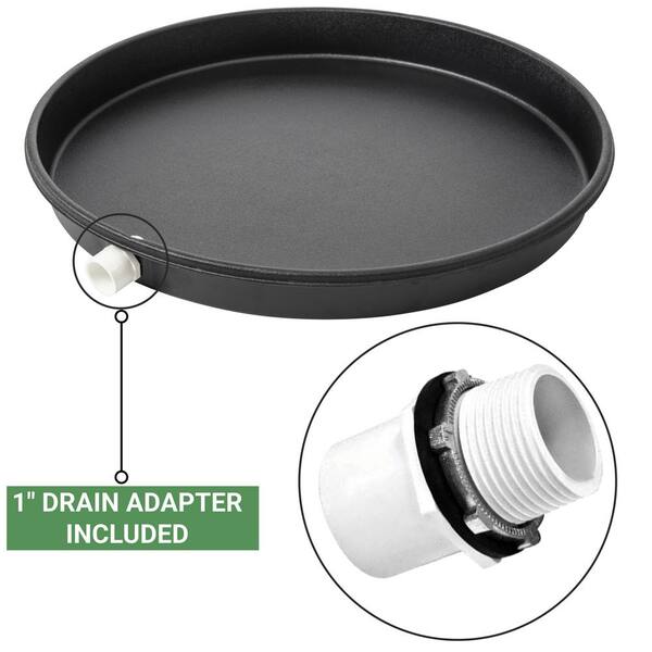 Aluminum 20 Inch Predrilled Circular Water Heater Pan With 1 inch PVC Drain  Connection, 20 inch I.D. x 22 inch O.D.