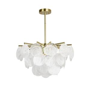 19.6 in. 6-Light Modern Chandelier, Luxury Pendant Light with Cloud Crystal Lampshade for Living Room, Bulbs Included