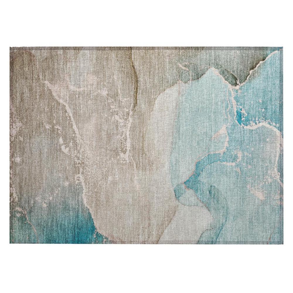 Teal 2 ft. x 3 ft. Woven Abstract Polyester Rectangle Indoor/Outdoor Area Rug price history on PriceWatchPro
