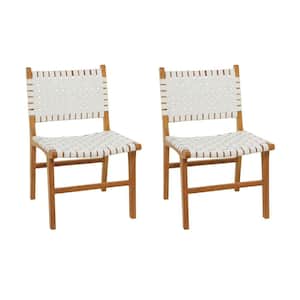 White Teak Wood Contemporary Dining Chair (Set of 2)