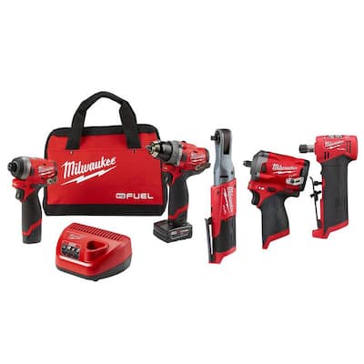 M12 FUEL 12-Volt Lithium-Ion Brushless Cordless Combo Kit (5-Tool) with 2 Batteries and Bag