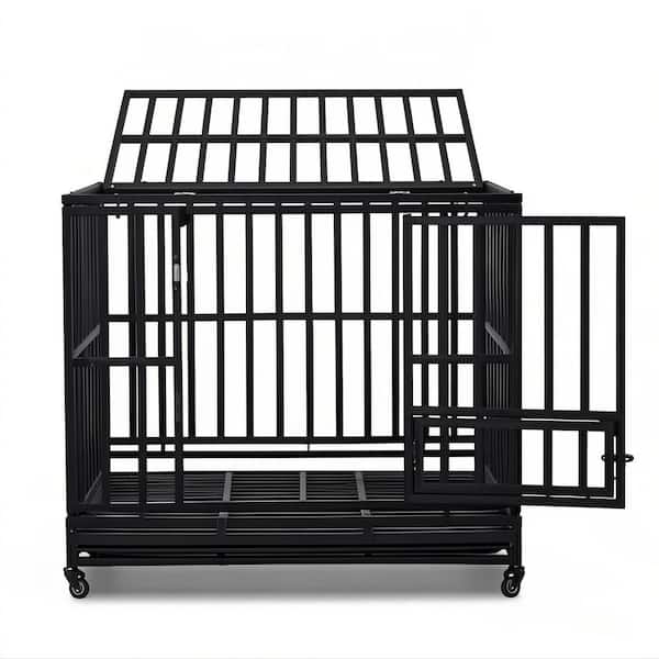 Karl home 42 in. 3-Door Heavy Duty Dog Crate Dog Kennel for Medium to Large Dogs