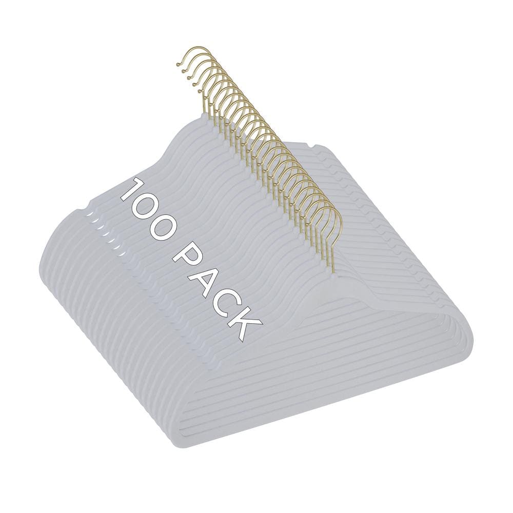 100 Pack Slim Velvet Gold Hook Hangers in White price history on PriceWatchPro