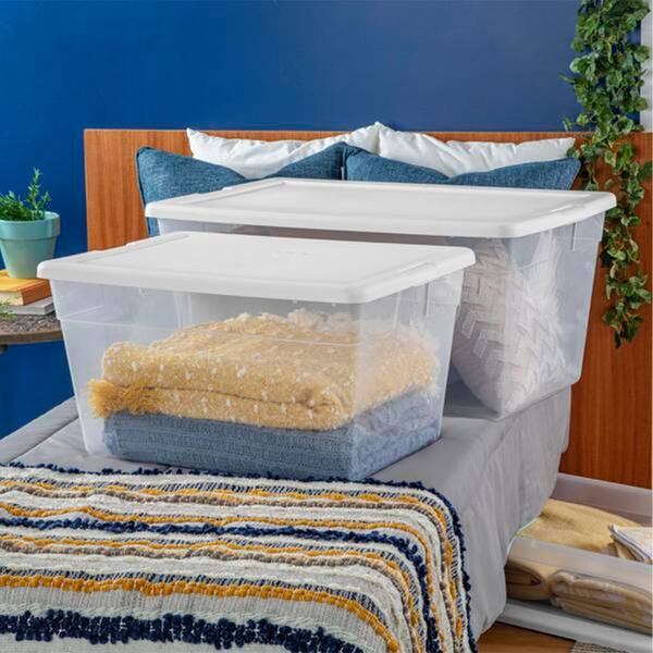 Sterilite Lidded 56 Qt. Clear Bin Home Storage Box Tote Container 16598008  - The Home Depot