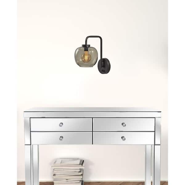 12.5 in. Clear and White Indoor Sconce with LED Bulbs Included