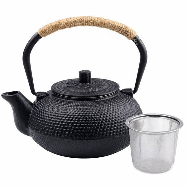 2-Cup 22 oz. Cast Iron Tea Pot with Stainless Steel Infuser, Tea Kettle with Enameled Interior for Stovetop