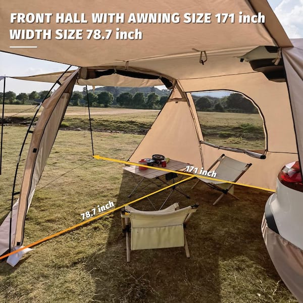 Zeus & Ruta 9 ft. x 11 ft. Khaki SUV Car Tent, Tailgate Shade