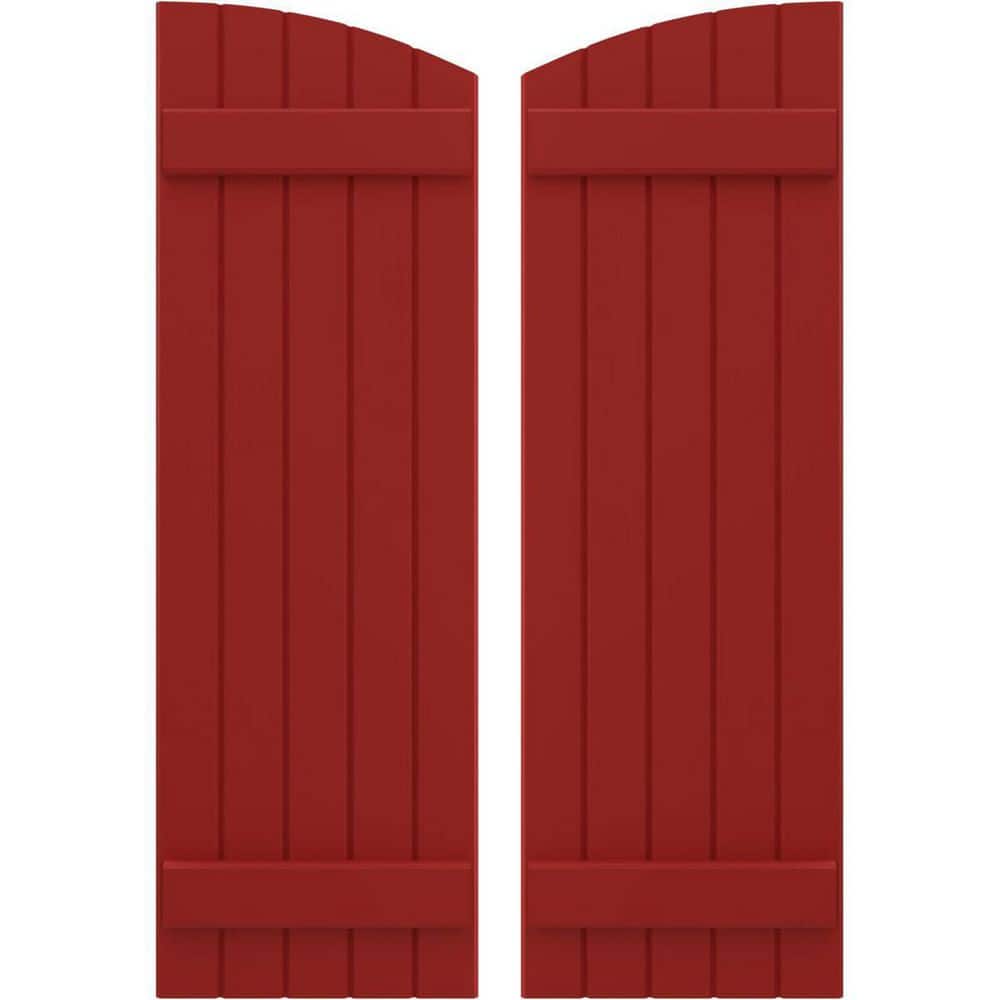 17-1/2 in. W x 62 in. H Americraft Exterior Real Wood Joined Board and Batten Shutters Elliptical Top Fire Red price history on PriceWatchPro