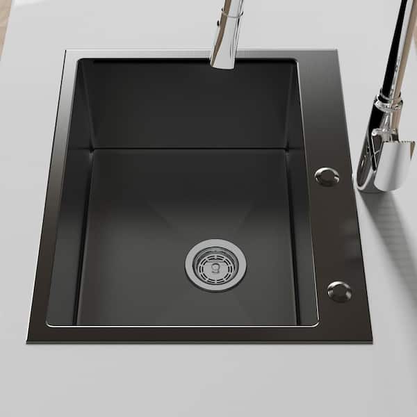 23 in. Undermount Single Bowl Black Stainless Steel Kitchen Sink (Sink Only)
