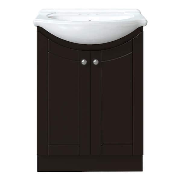 Glacier Bay Highmont 24 In W X 17 1 8 D Bath Vanity Coffee Bean With Porcelain Top Solid White Basin 30649 The Home Depot Glacier Bay Highmont 24 In W X 17 1 8, Menards Bathroom Vanities 24 In