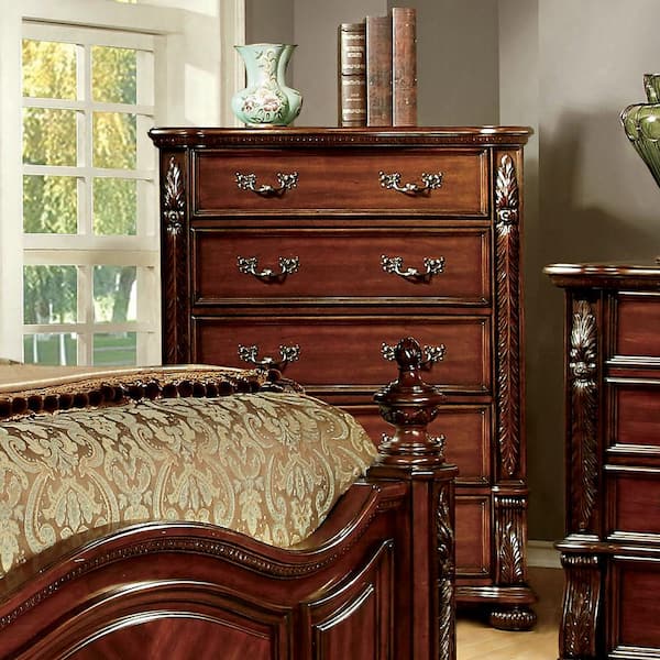 Furniture of America Colady Brown Cherry 5-Drawer 42 in. Chest of Drawers