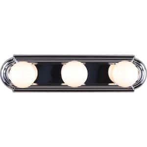 3-Light Indoor Chrome Movie Beauty Makeup Hollywood Bath or Vanity Light Bar Wall Mount or Wall Sconce