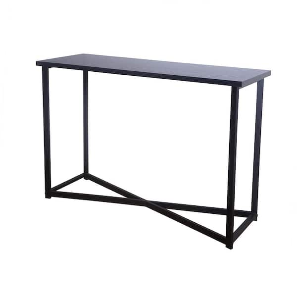 HOUSEHOLD ESSENTIALS Sofa Table Black Oak 29.5 in. H x 44.1 in. W x 15.35 in. D
