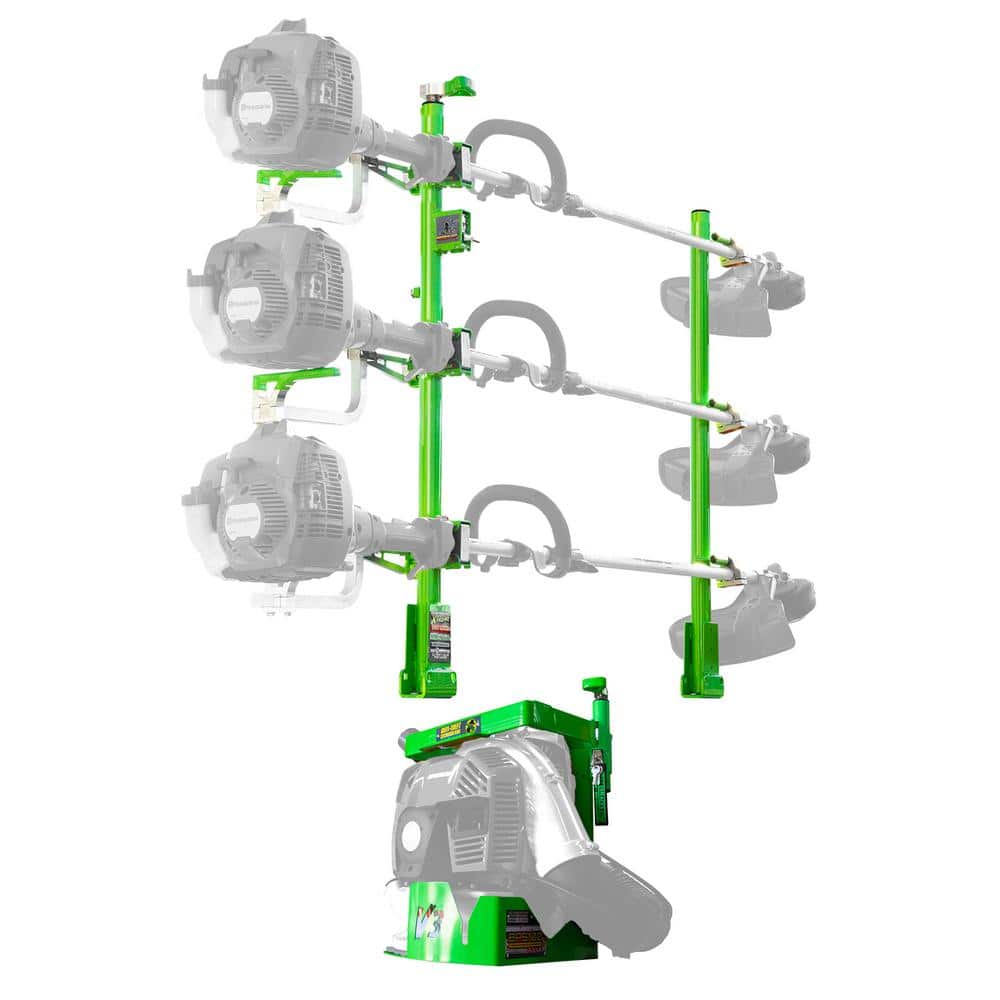 3 Position Line Trimmer Rack and Backpack Leaf Collecting Tool Blower Rack