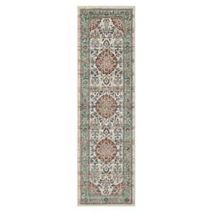 Fitzgerald 2 ft. x 7 ft. Beige Abstract Runner Area Rug