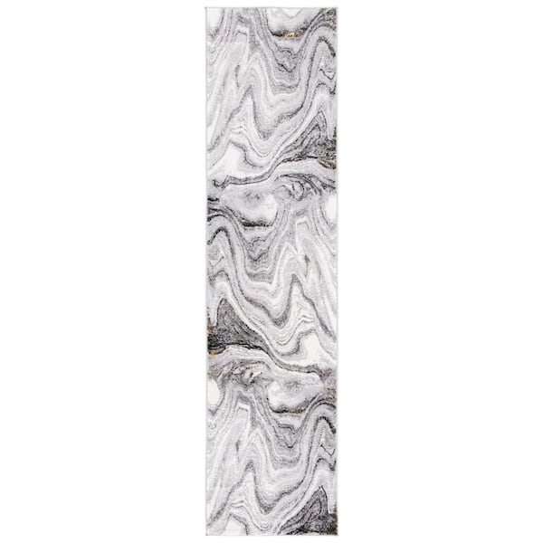 Amelia Gray/Gold 2 ft. x 8 ft. Abstract Gradient Runner Rug