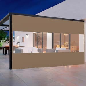 12.9 ft. x 9.9 ft. Beige Side Wall PVC Curtain with UV-Resistant and Waterproof Protection