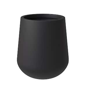 Orchid Modern Fiberstone and Clay Decorative Round Plant Pot with Drainage Holes (Black, 12 in. Height)