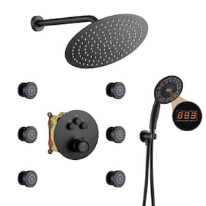 Single Handle 1-Spray 3-Function Luxury Thermostatic Dual Shower Faucet 1.8 GPM with Body Spray in. Mattle Black