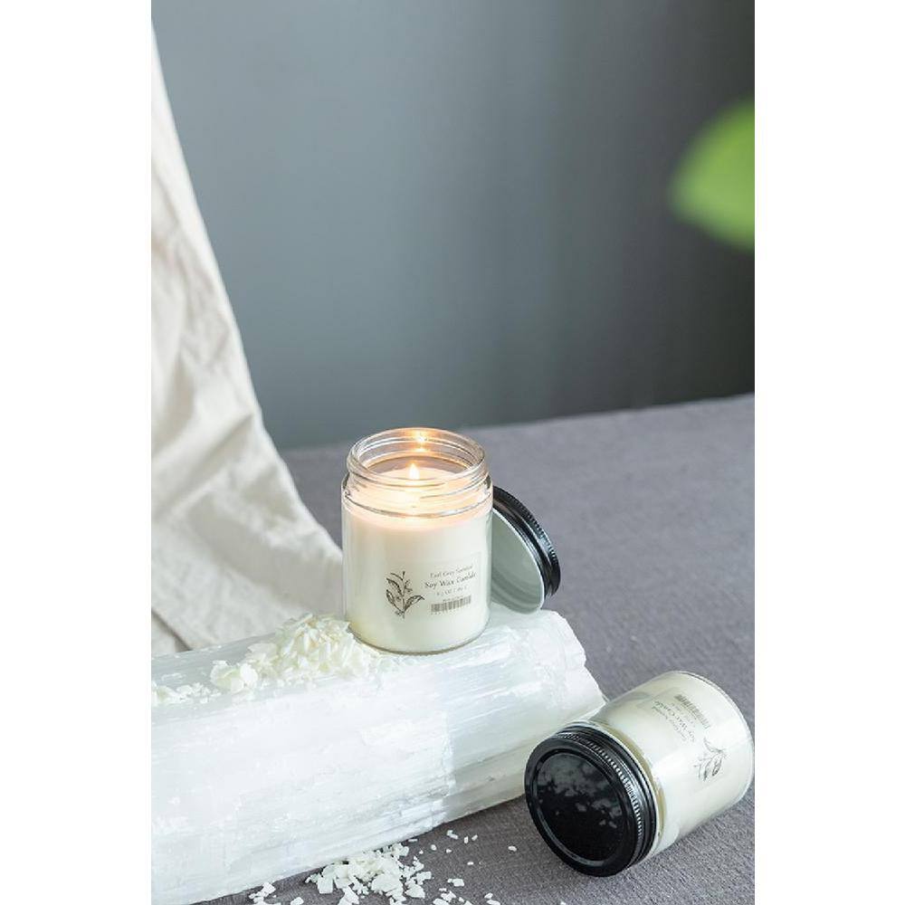 Earl Grey Scented Soy Wax Candle in Glass Jar