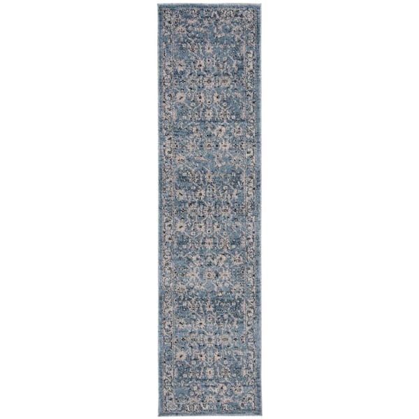 SAFAVIEH Charleston Navy/Light Gray 2 ft. x 8 ft. Floral Runner Rug