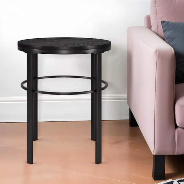 HomeRoots 20 in. Black Round MDF End Table