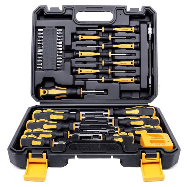 43-Piece Magnetic Screwdriver Set with Case Slotted Phillips Hex Torx Pozidriv Precision Ergonomic Handle Tools
