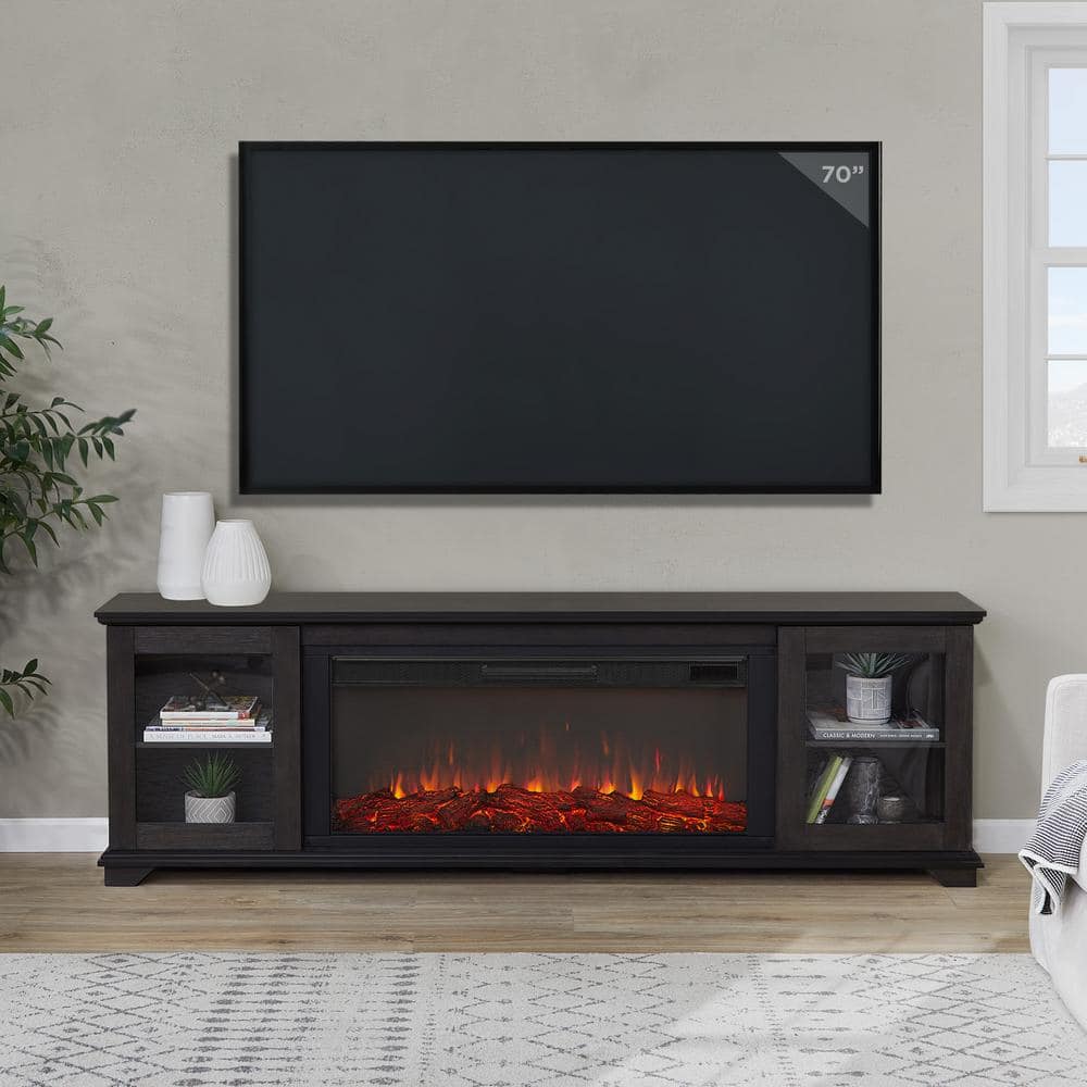 Real Flame Benjamin 81 in. Freestanding Wood Electric Fireplace TV