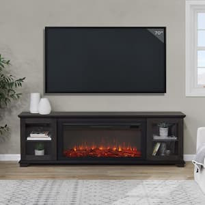 Benjamin 81 in. Freestanding Wood Electric Fireplace TV Stand in Weathered Wood