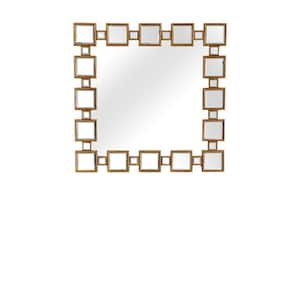 31.5 in. W x 31.5 in. H Wood Gold Decorative Mirror