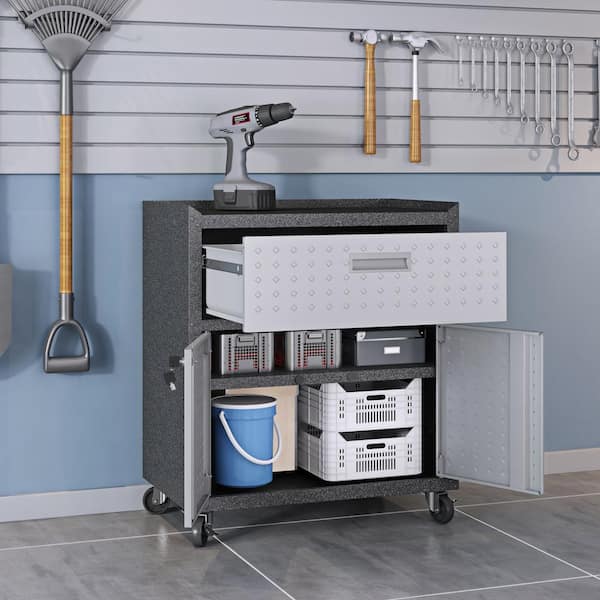 Fortress 30.3 in. W x 31.5 in. H x 18.2 in. D 2-Shelf Metal Freestanding Garage Cabinet in Gray