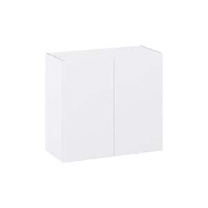 Fairhope Bright White Slab Assembled Wall Kitchen Cabinet (33 in. W X 30 in. H X 14 in. D)
