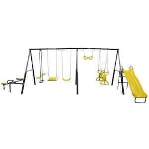 Rising Sun Kids Metal Swing Set and Playset with Outdoor Playground