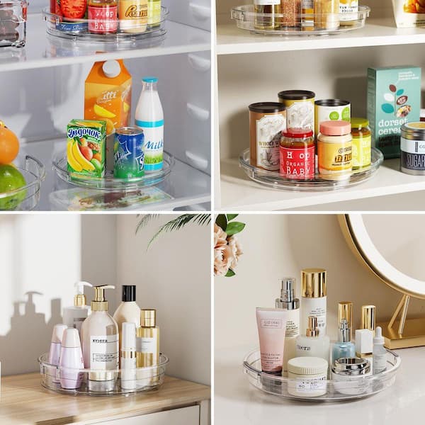 JFVKAF Lazy Susan 3-Shelf Clear 360° Rotating Turntable Organizer