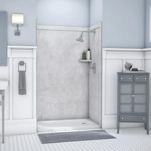 Elegance 48 in. W x 80 in. H x 36 in. D 9-Piece Easy Up Adhesive Alcove Shower Wall Surround in Tundra