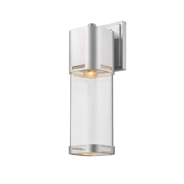 Unbranded Lestat 14-Watt 17" Brushed Aluminum Integrated LED Aluminum Hardwired Outdoor Weather Resistant Barn Wall Sconce Light
