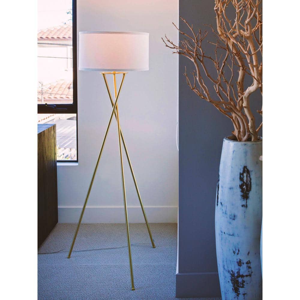 Brightech Jaxon Adjustable Brass Tripod Floor Lamp for Kids' Nursery