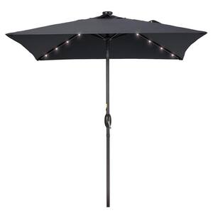 6.5 ft. x 6.5 ft. LED Square Patio Market Umbrella with UPF50+, Tilt Function and Wind-Resistant Design, Anthracite