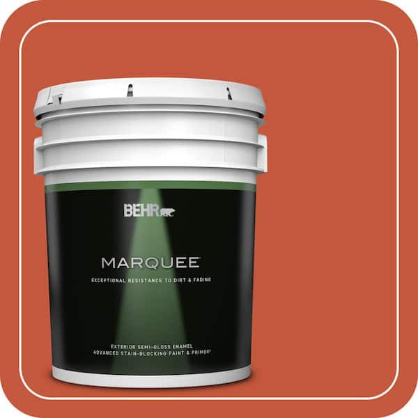 BEHR MARQUEE 5 gal. #BIC-31 Fire Coral Semi-Gloss Enamel Exterior Paint & Primer