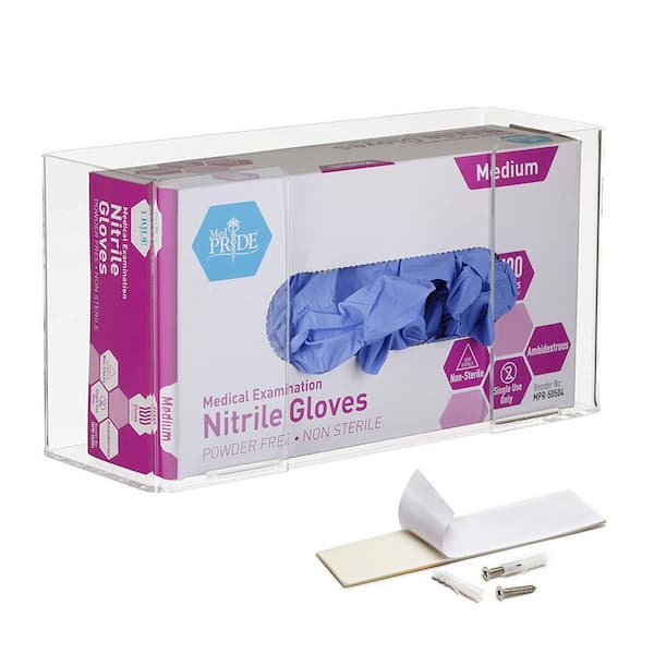 Single Box Capacity Wall Mount Acrylic Glove Box Dispenser Disposable Gloves Holder, Clear (2-Pack)