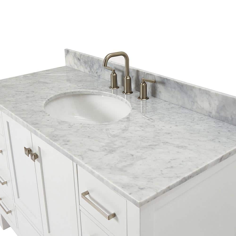 Cambridge 49" White Marble Top Single Bathroom Vanity