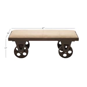 Brown Bench with Wheels 17 in. X 47 in. X 16 in.