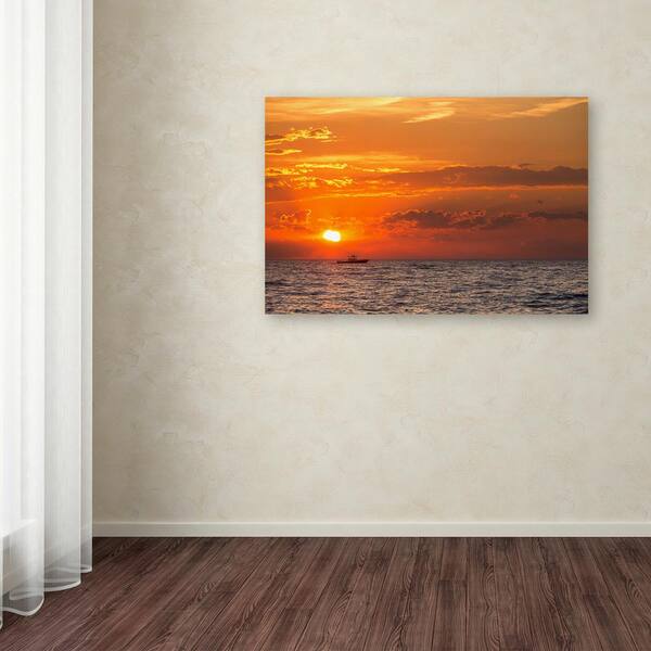 Fishing Boats Sunset Painting Canvas Wall Art Picture Print 