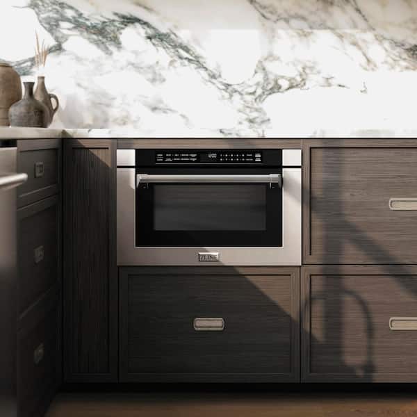 24 in. 1000-Watt Built-In Microwave Drawer in Stainless Steel & Traditional Handle